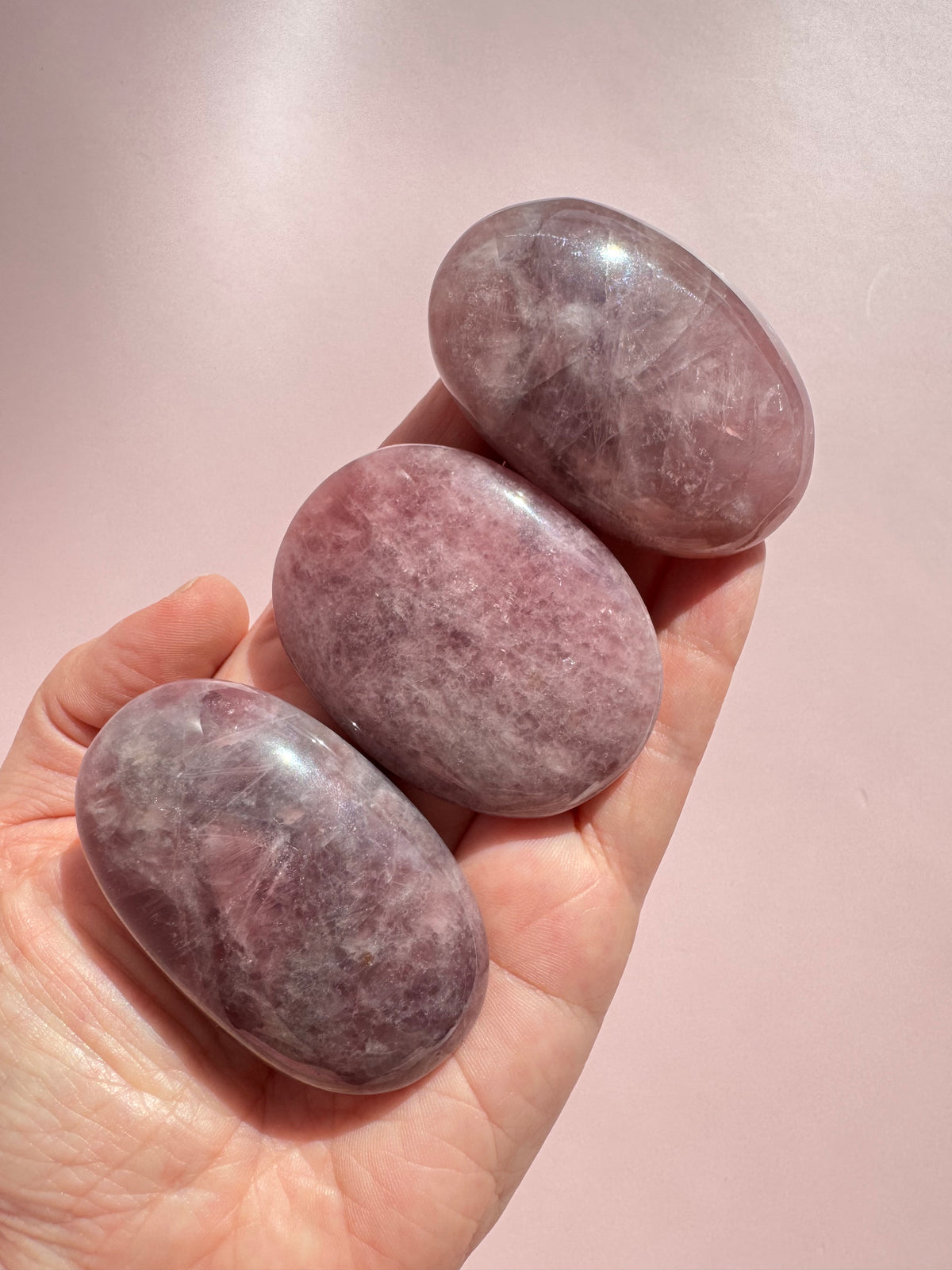Lavender Purple Rose Quartz Palm Stone