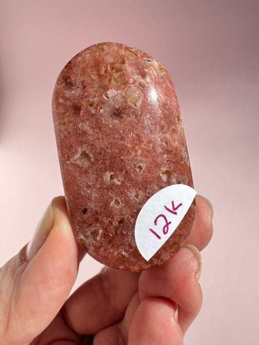 Honeycomb Citrine (Treated) Palm Stone - Item K