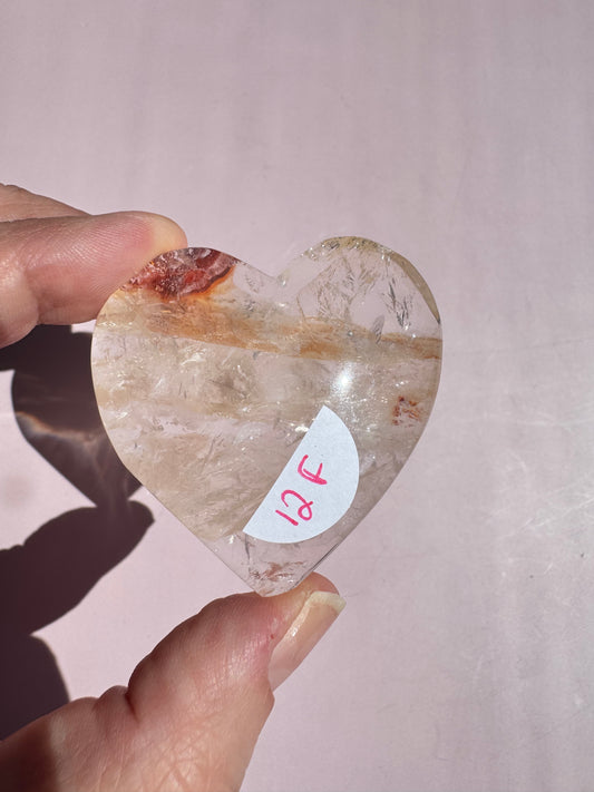 Golden Hematoid Quartz Heart Carving - Item F