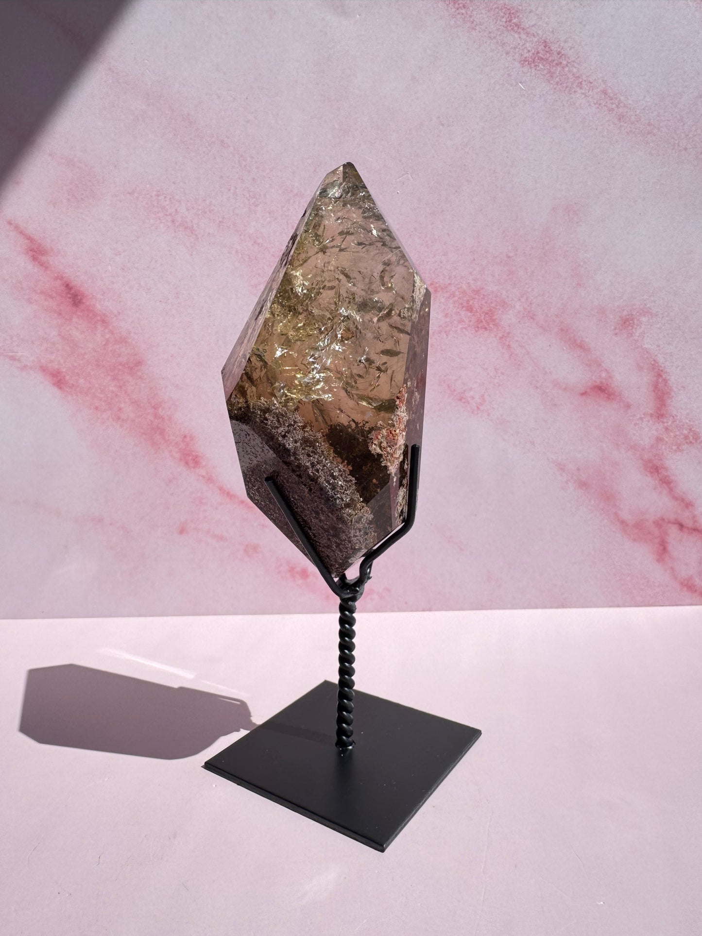 Citrine Quartz with Garden Inclusions with Stand