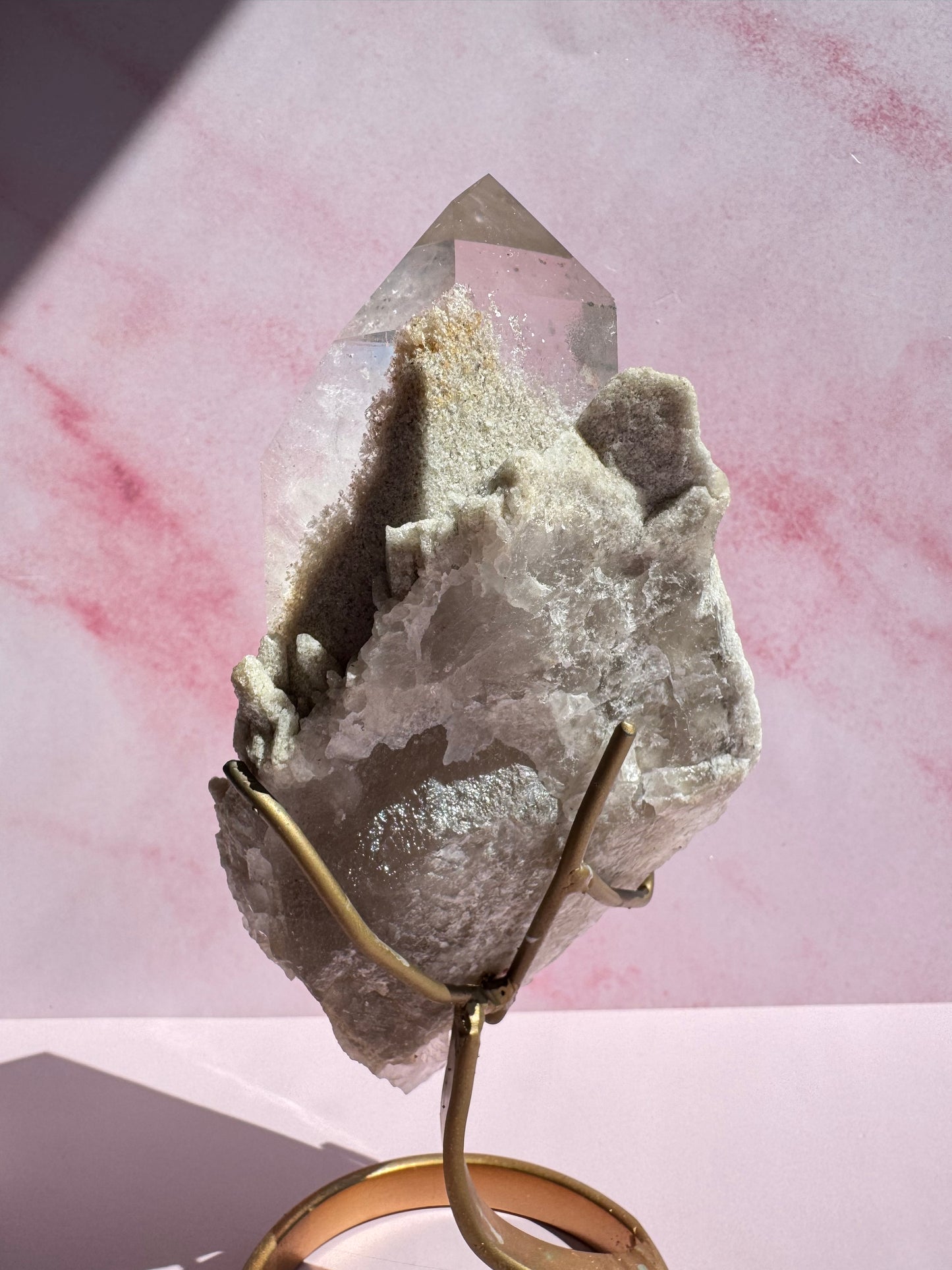 White Garden Quartz Freeform on Stand