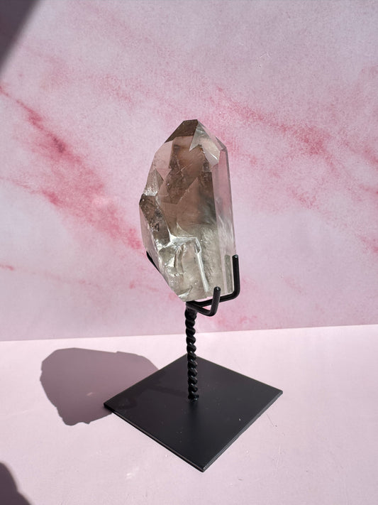 Garden Smoky Quartz Freeform with Rutile on Stand