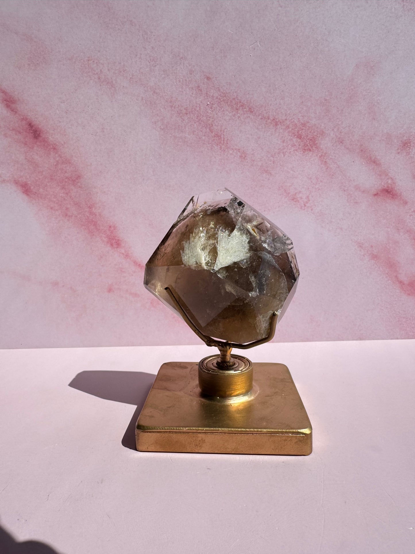 Smoky Citrine Inclusion Quartz Freeform with Stand