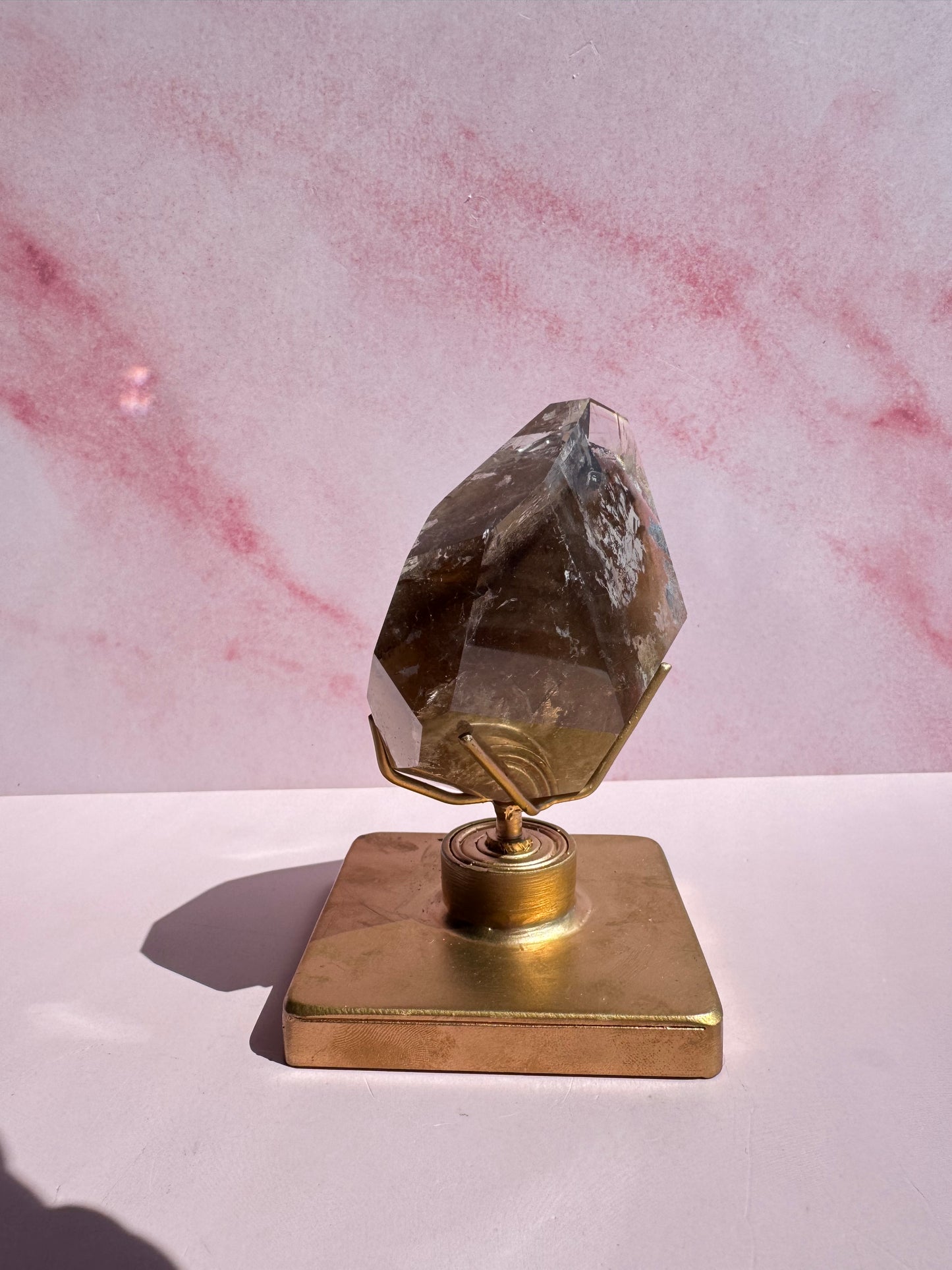 Smoky Citrine Inclusion Quartz Freeform with Stand