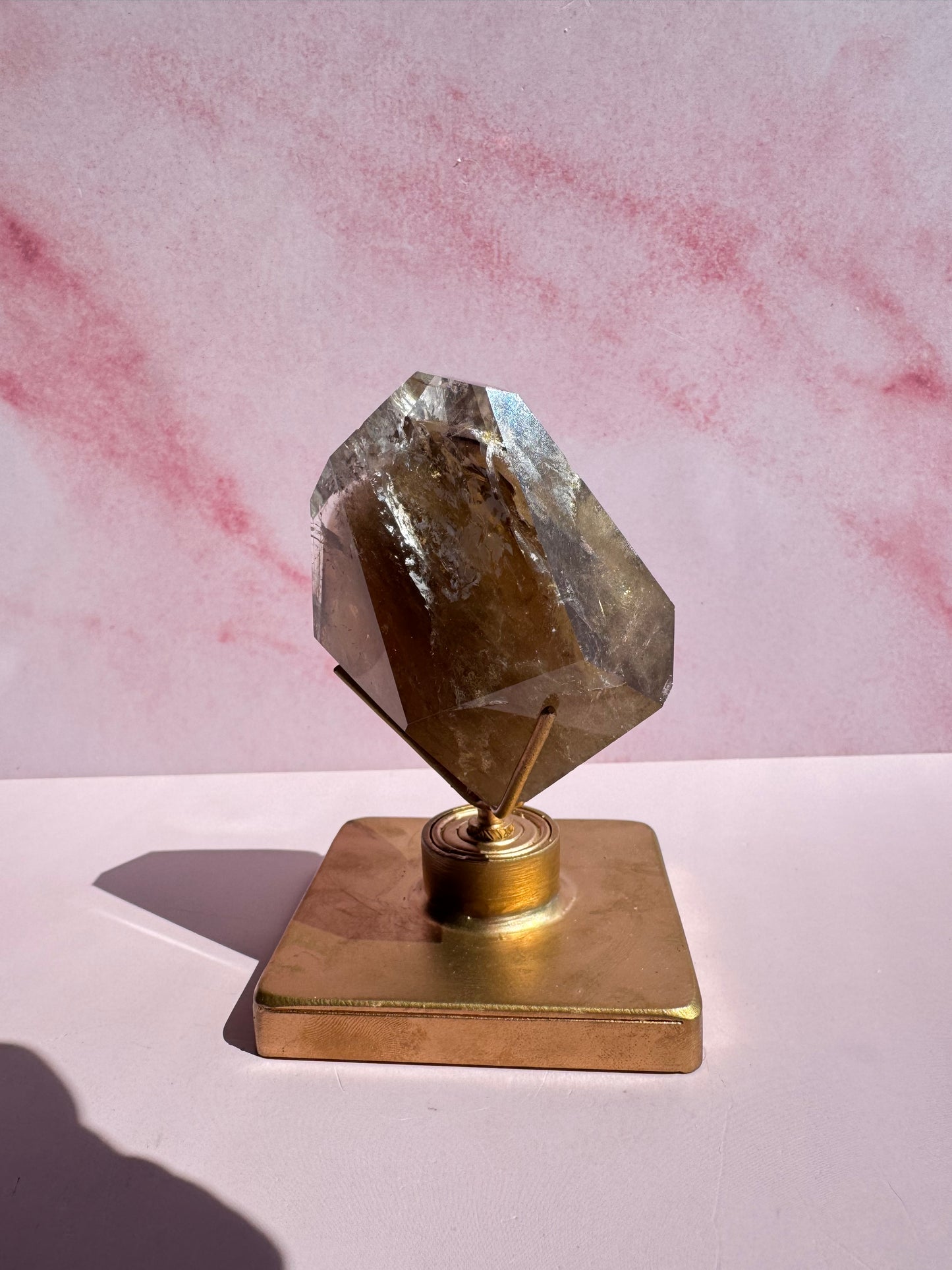 Smoky Citrine Inclusion Quartz Freeform with Stand
