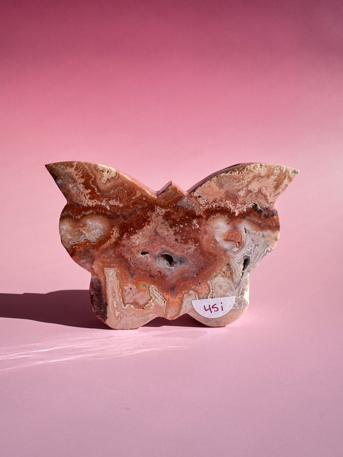 Pink Crazy Lace Agate Butterfly - ITEM I
