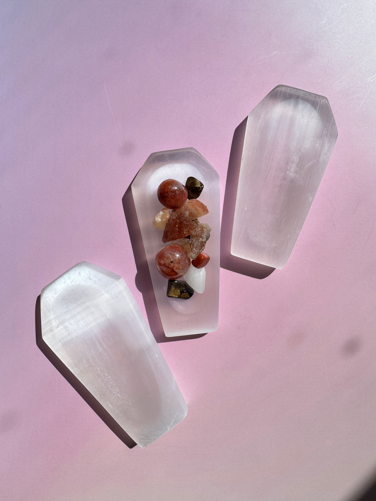 Satin Spar Coffin-Shaped Mini Dish