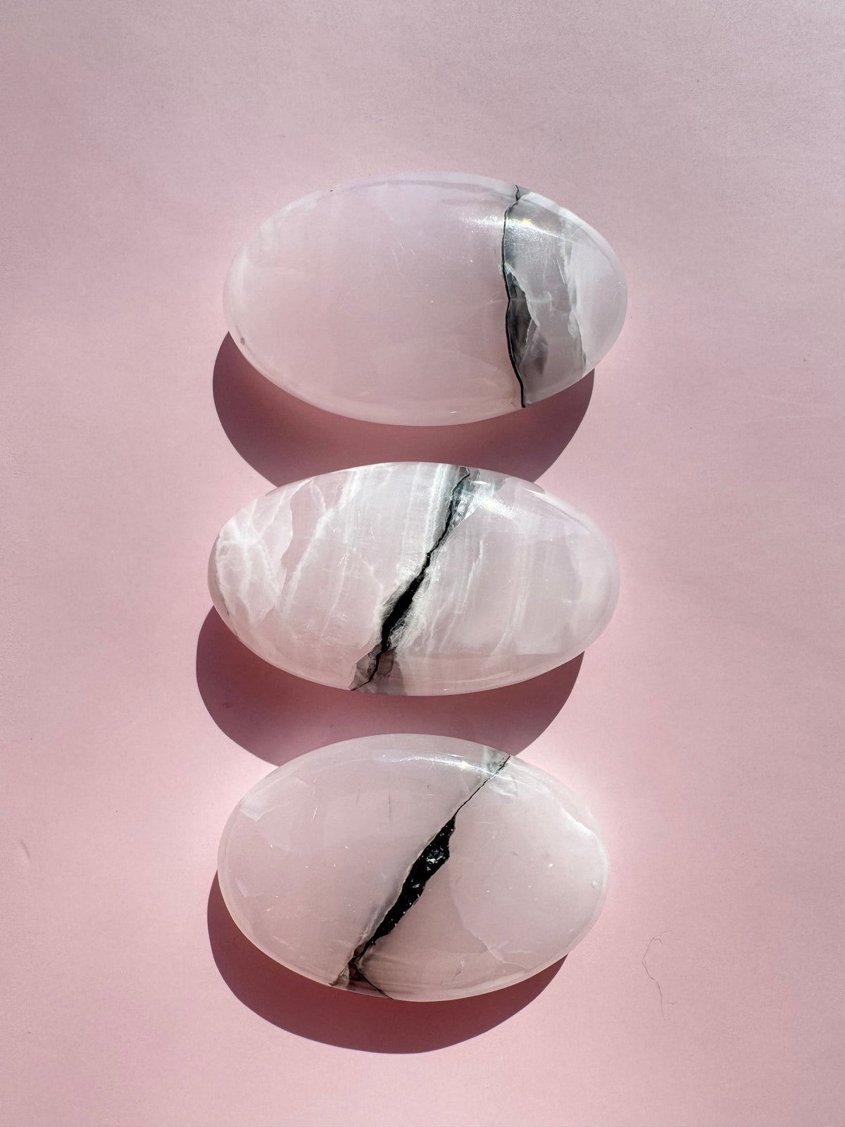 Smoky Pink Mangano Calcite Palm Stone