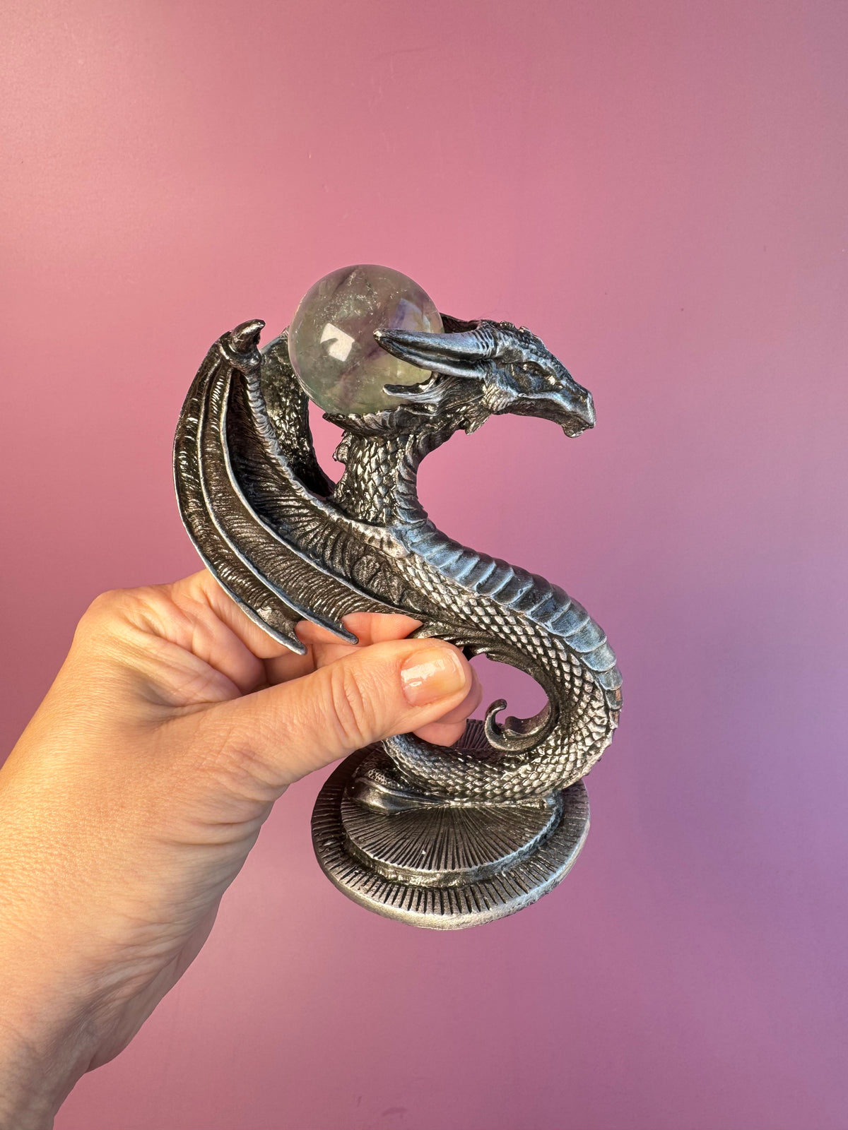 Dragon Serpent Sphere Stand with Fluorite Sphere