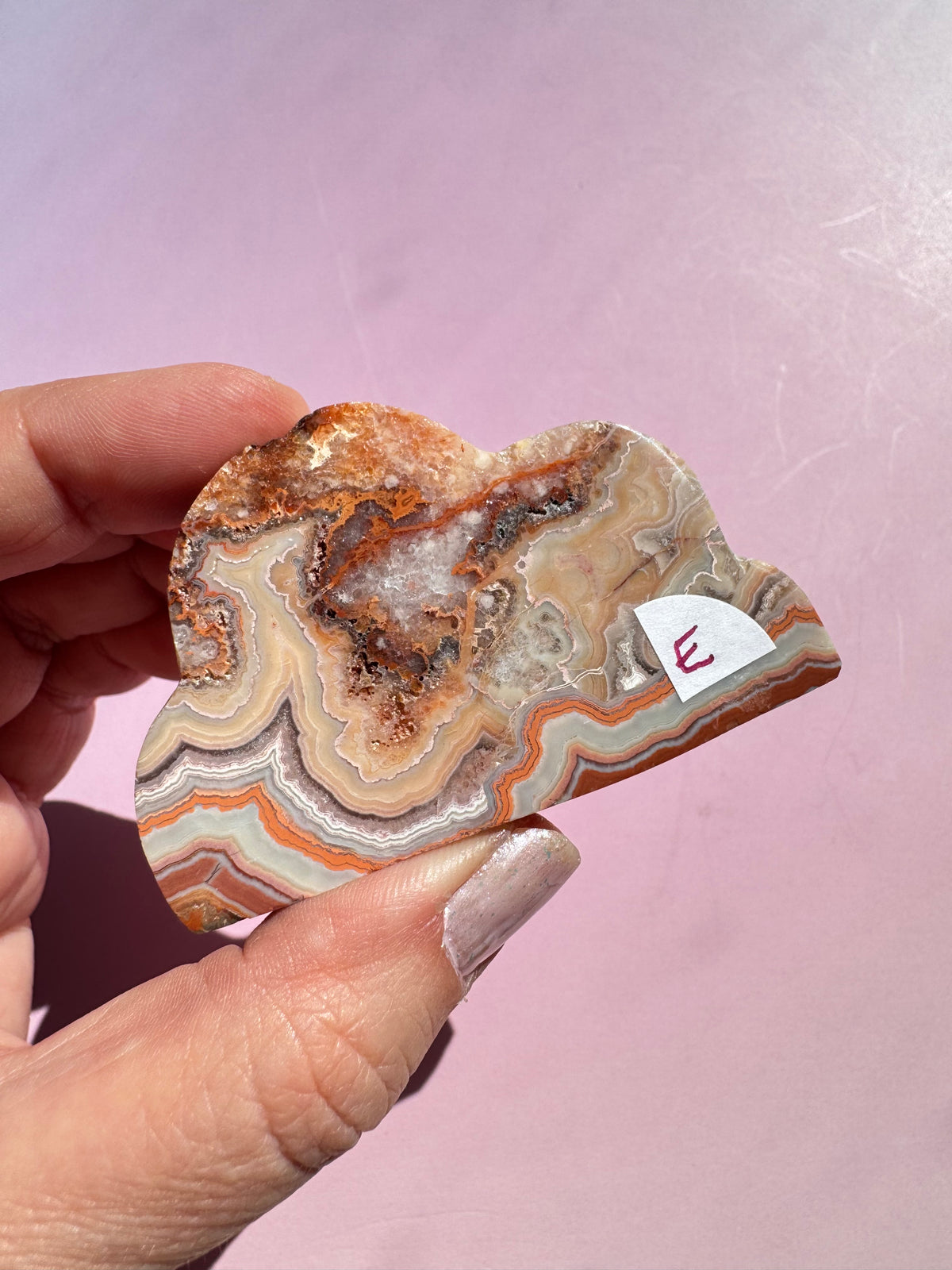 Pink Crazy Lace Agate Cloud Carving - ITEM E
