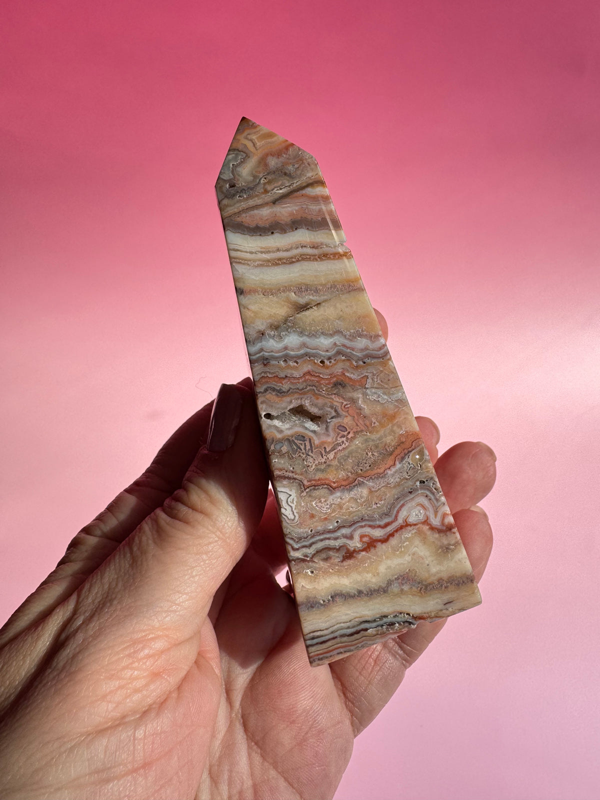 Pink Crazy Lace Agate Tower - ITEM T