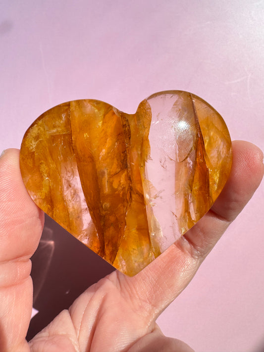 Golden Healer Quartz Heart Carving - ITEM B