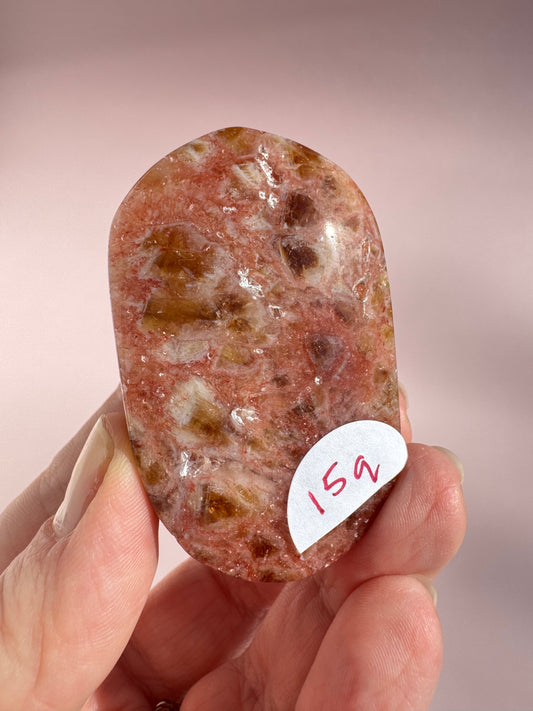 Honeycomb Citrine (Treated) Palm Stone - Item Q