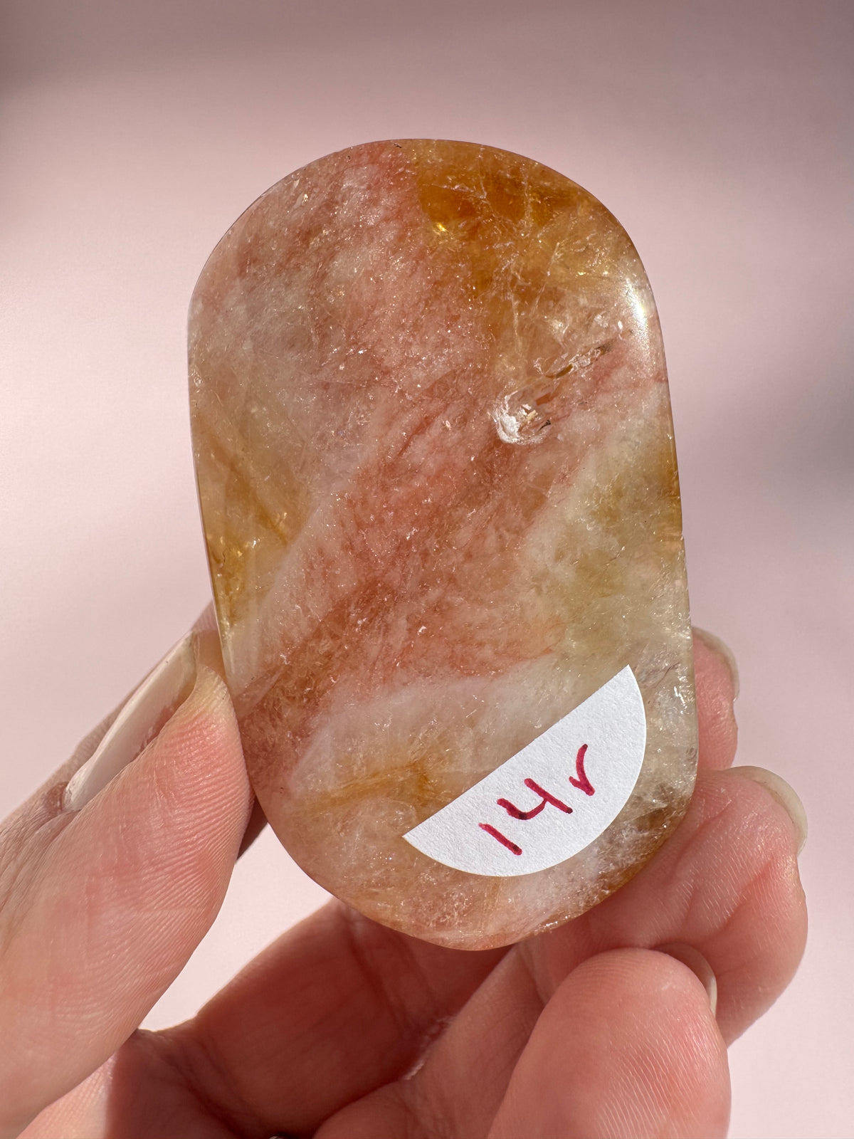 Honeycomb Citrine (Treated) Palm Stone - Item R