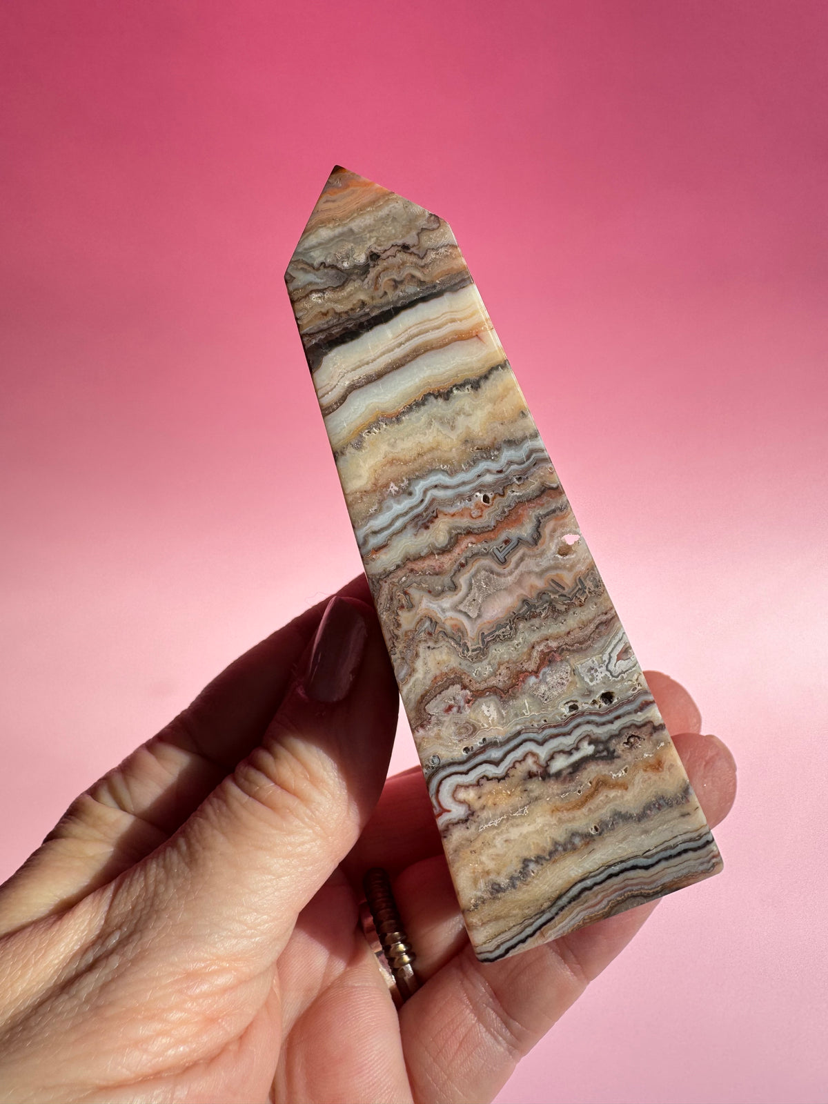 Pink Crazy Lace Agate Tower - ITEM T