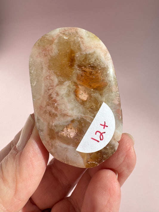 Honeycomb Citrine (Treated) Palm Stone - Item T