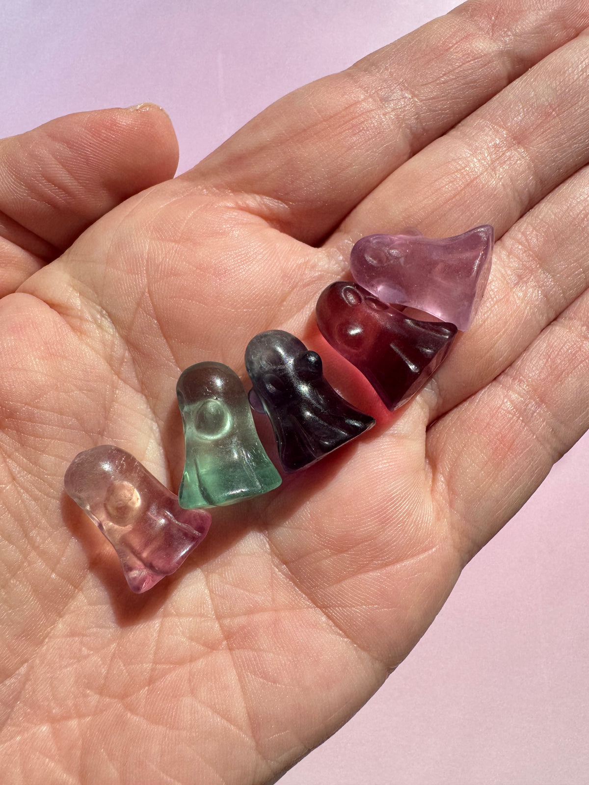Rainbow Fluorite Mini Ghost Carving