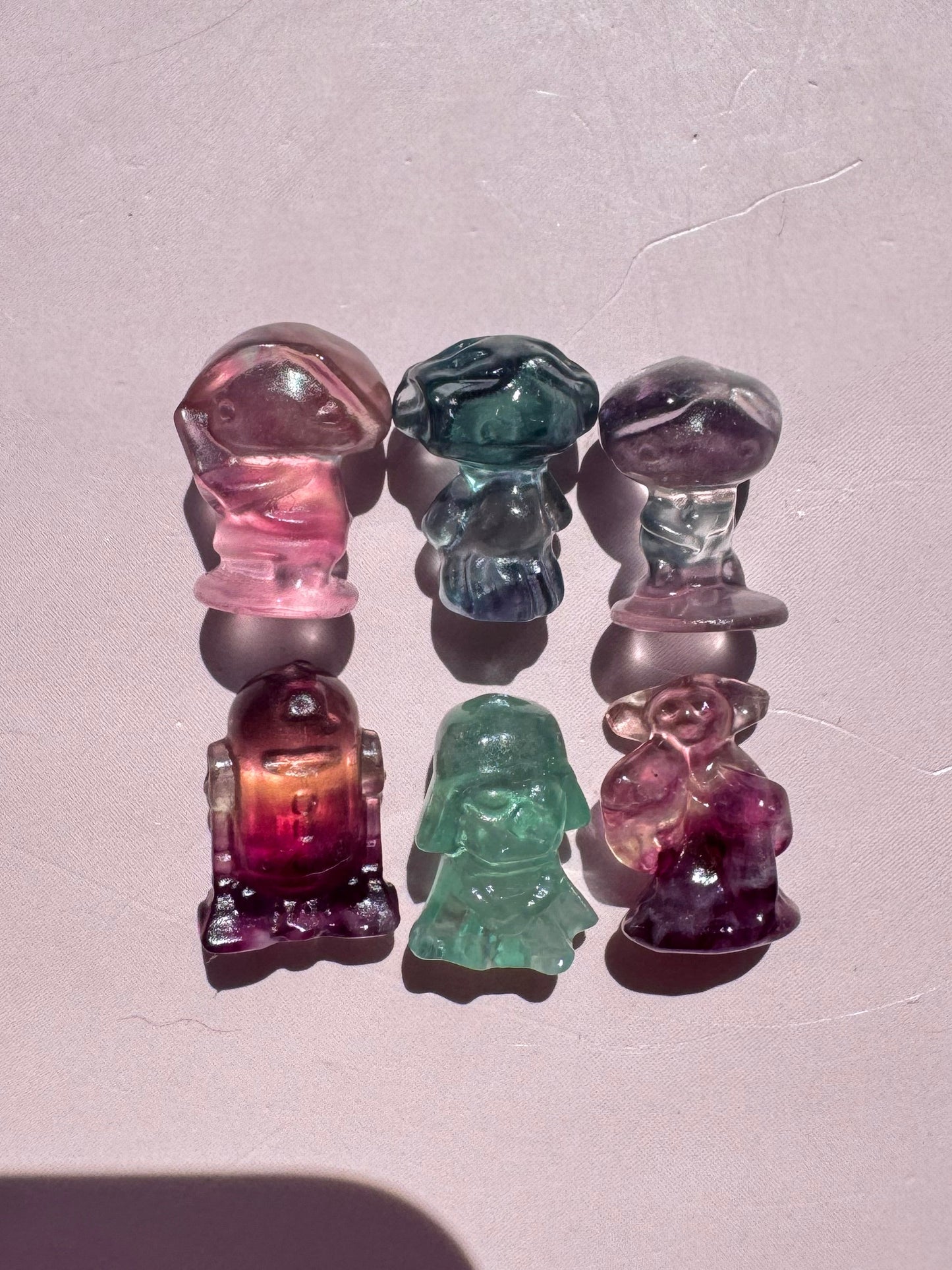 Space Family Fluorite Mini Carvings - Set D