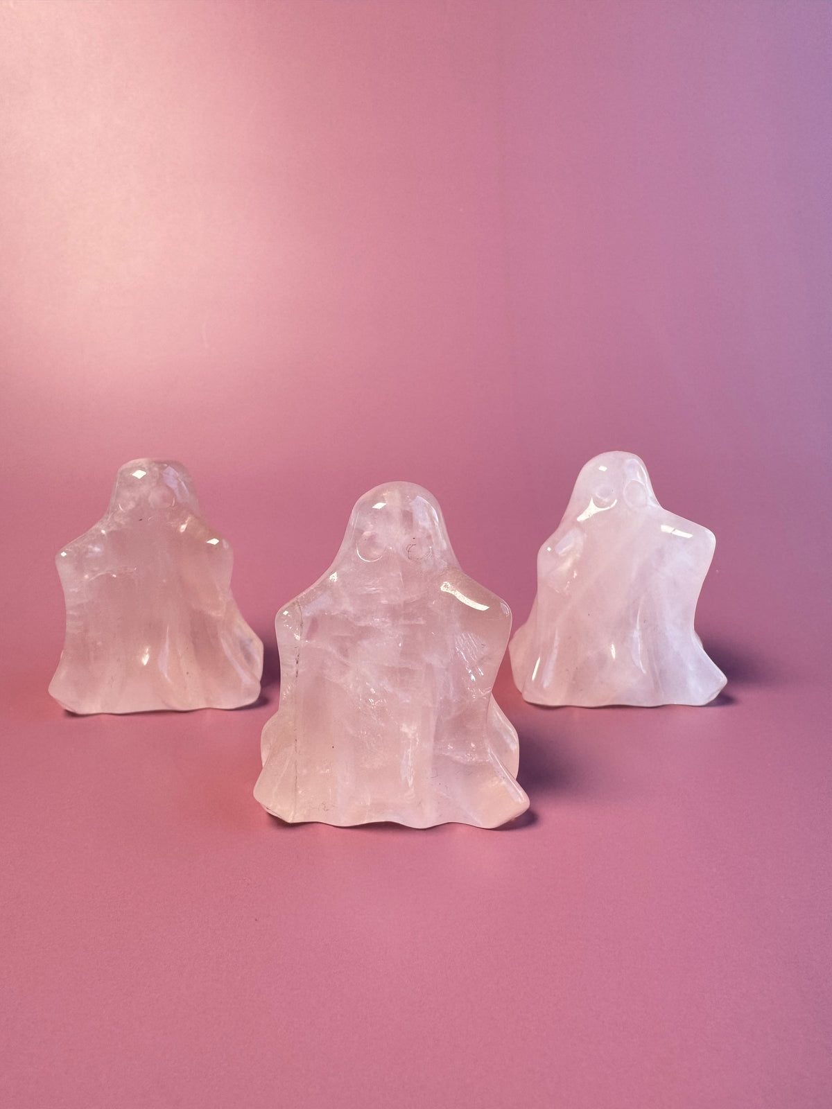 Rose Quartz Ghost Carvings