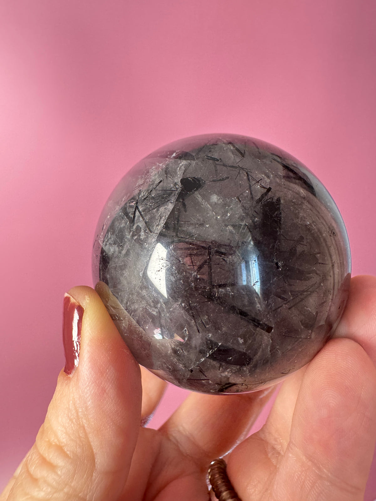 Tourmalinated Quartz Sphere - 2.14"