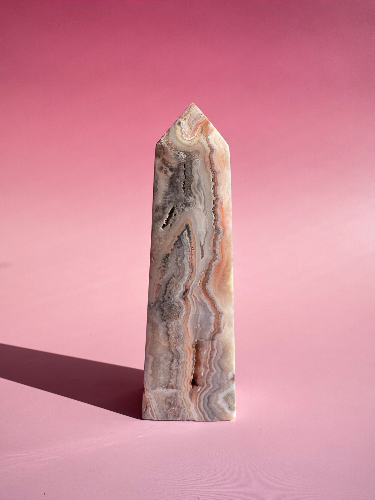 Pastel Pink Crazy Lace Agate Tower - ITEM Y
