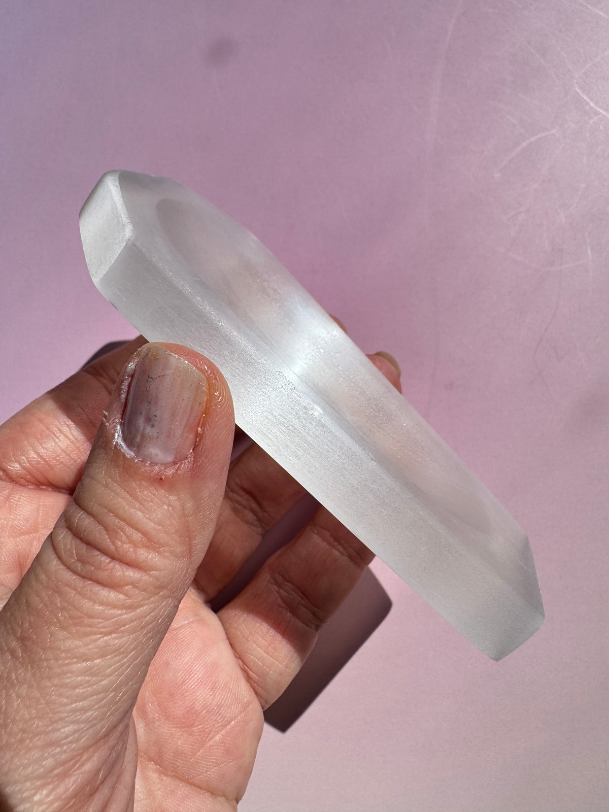 Satin Spar Coffin-Shaped Mini Dish