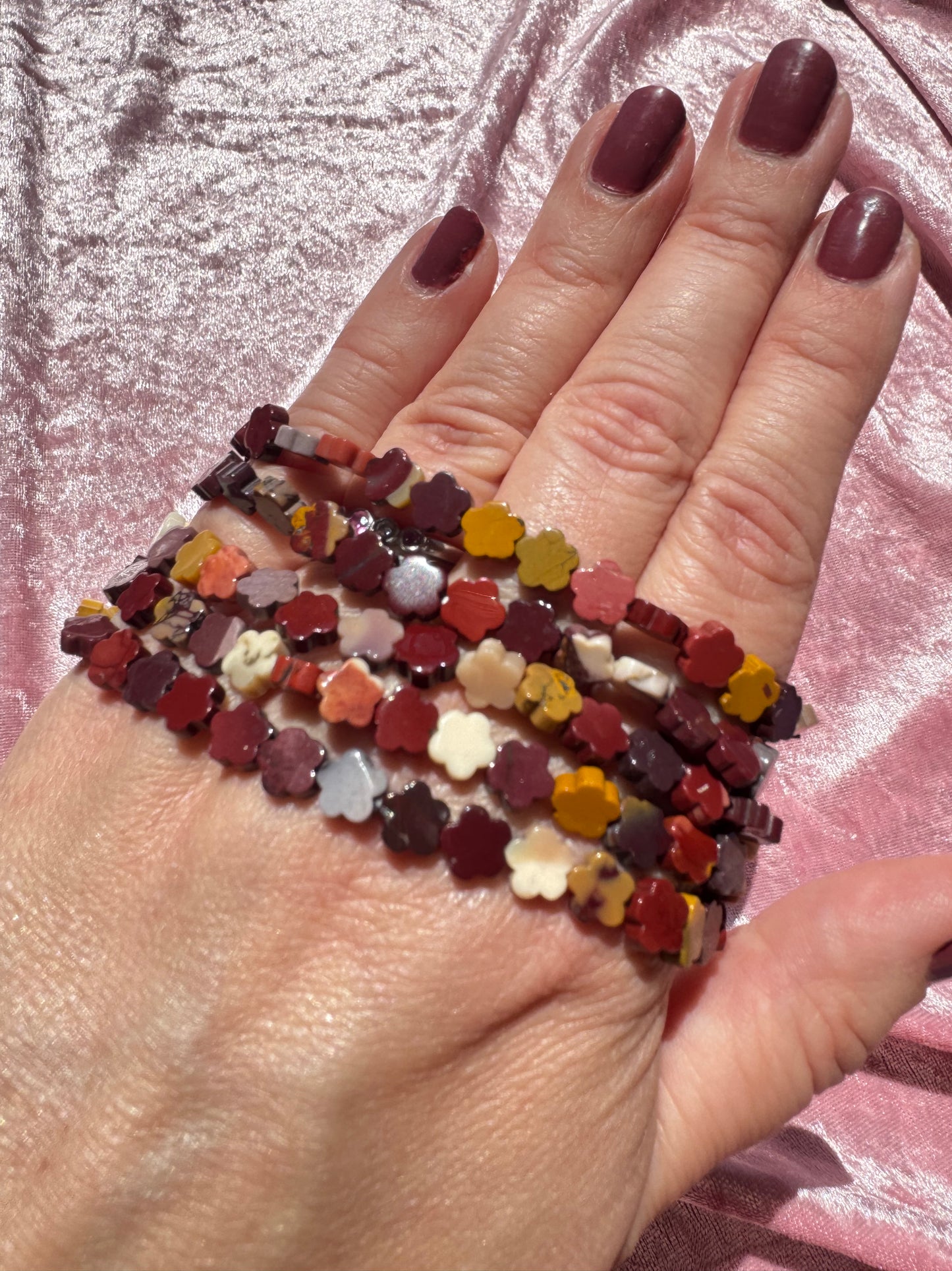 Mookaite Flower Bracelet (7")