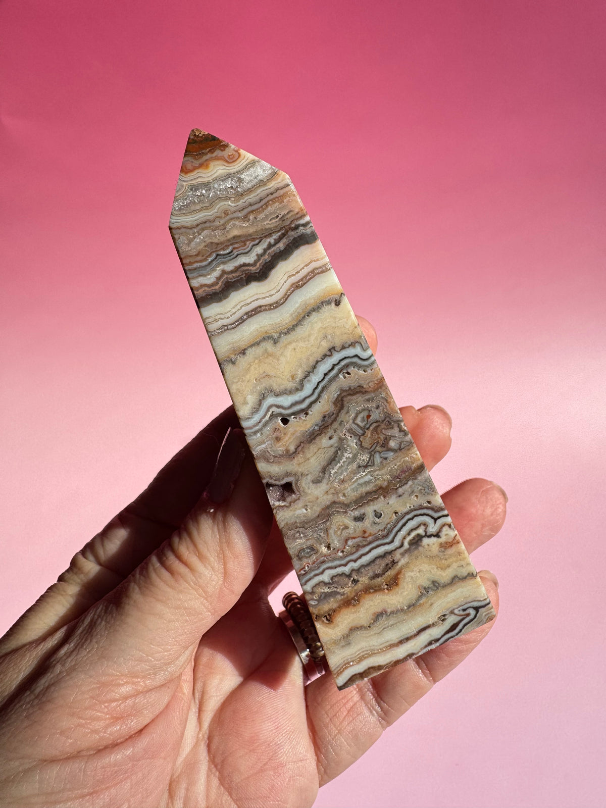 Pink Crazy Lace Agate Tower - ITEM S