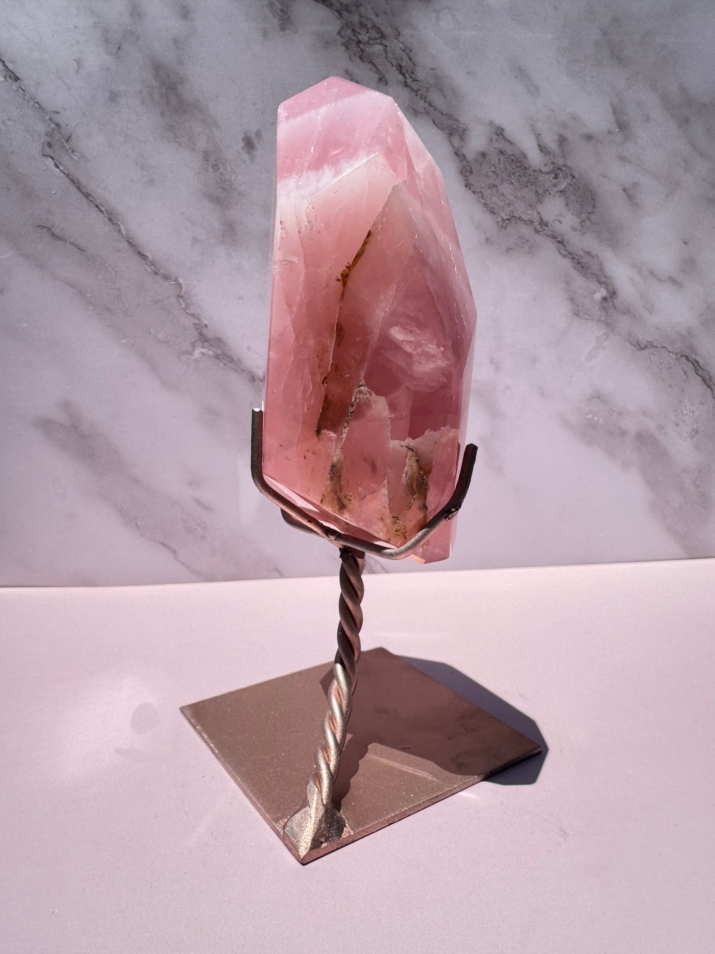 Rose Quartz Polished Freeform on Stand, from Brazil - Item C