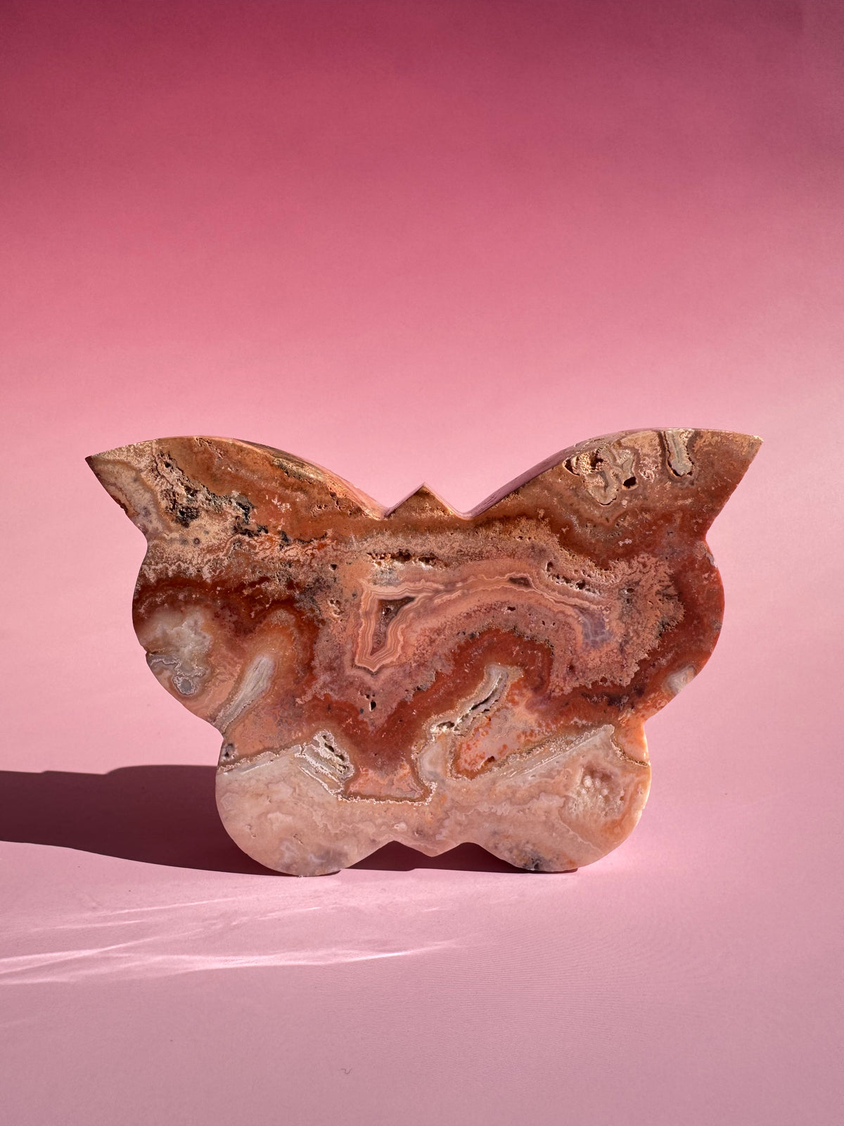 Pink Crazy Lace Agate Butterfly - ITEM I