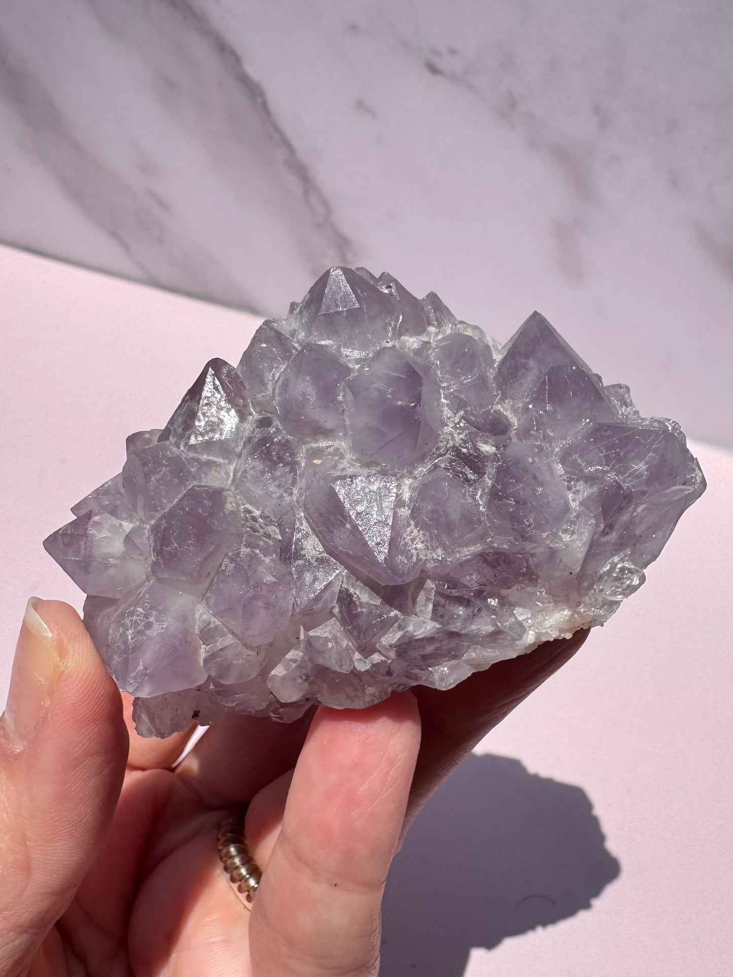 Flower Agate and Pink Amethyst Freeform Cluster - Item B