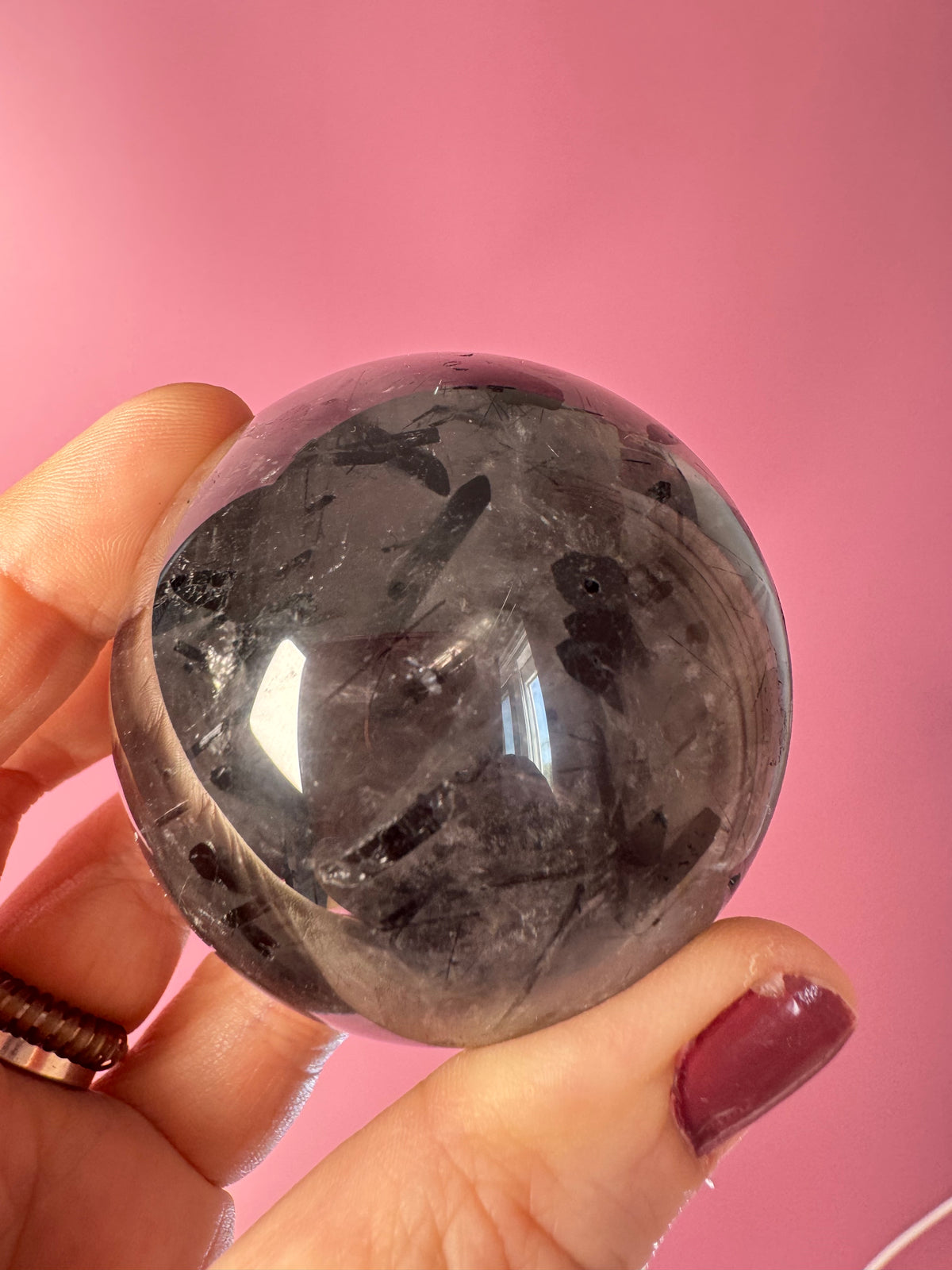 Tourmalinated Quartz Sphere - 2.14"