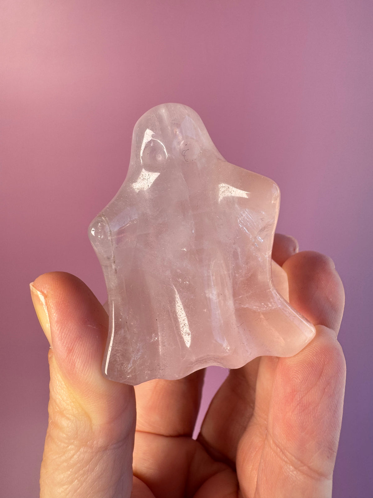 Rose Quartz Ghost Carvings