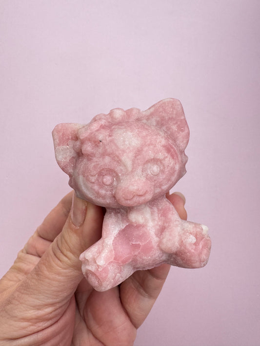Pink Opal Fox Carving
