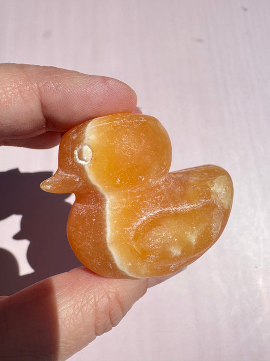 Orange Calcite Duck Carving - Item I