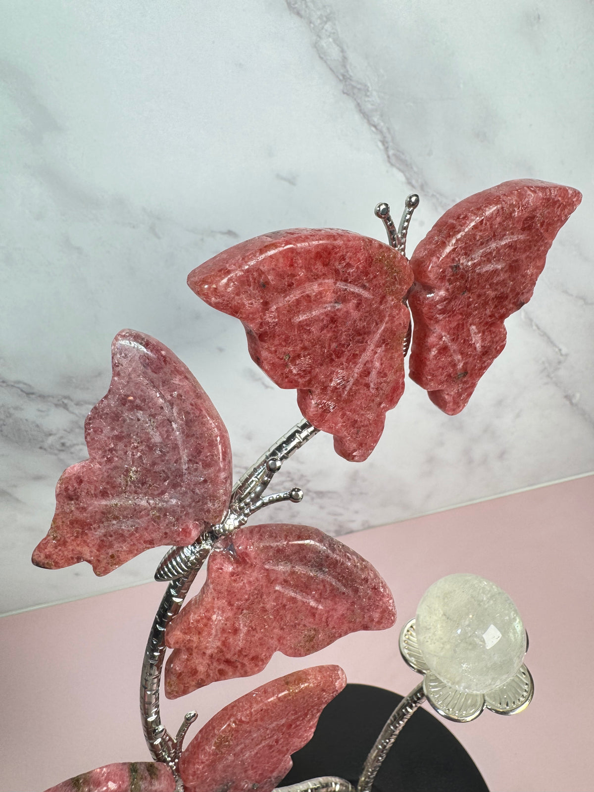 Rhodonite Butterfly Sphere Stand