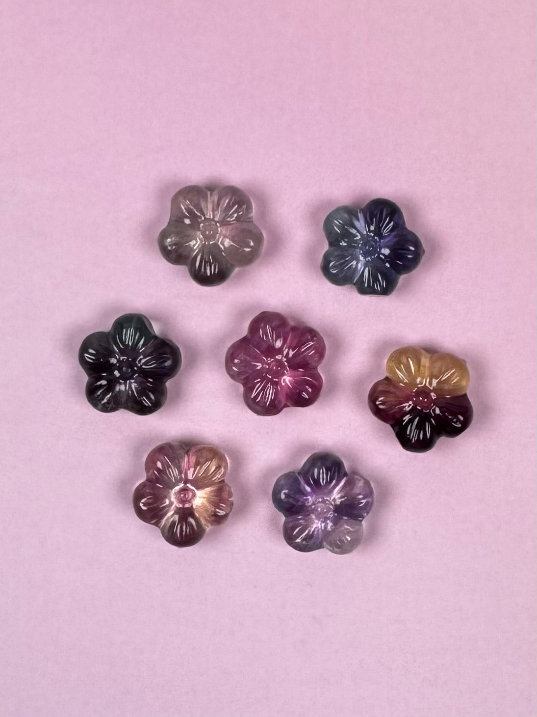 Rainbow Fluorite Mini Flower Carving