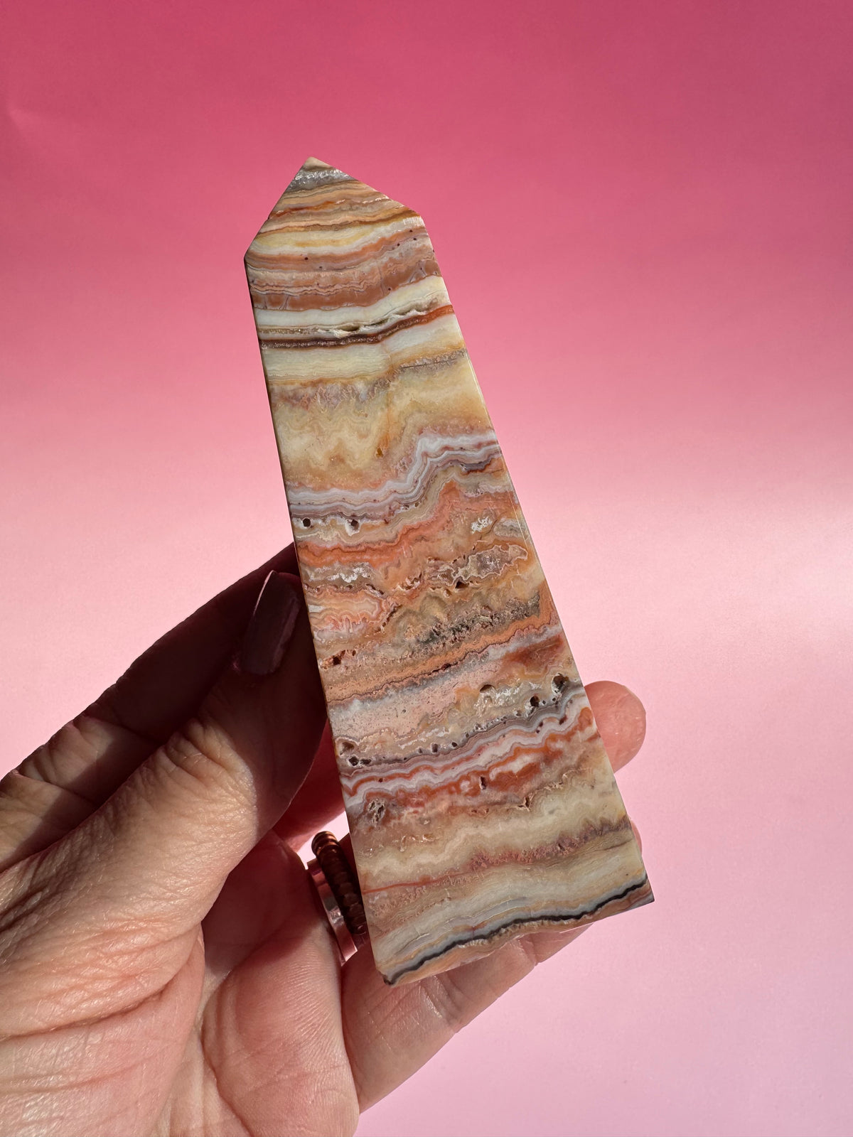 Pink Crazy Lace Agate Tower - ITEM U