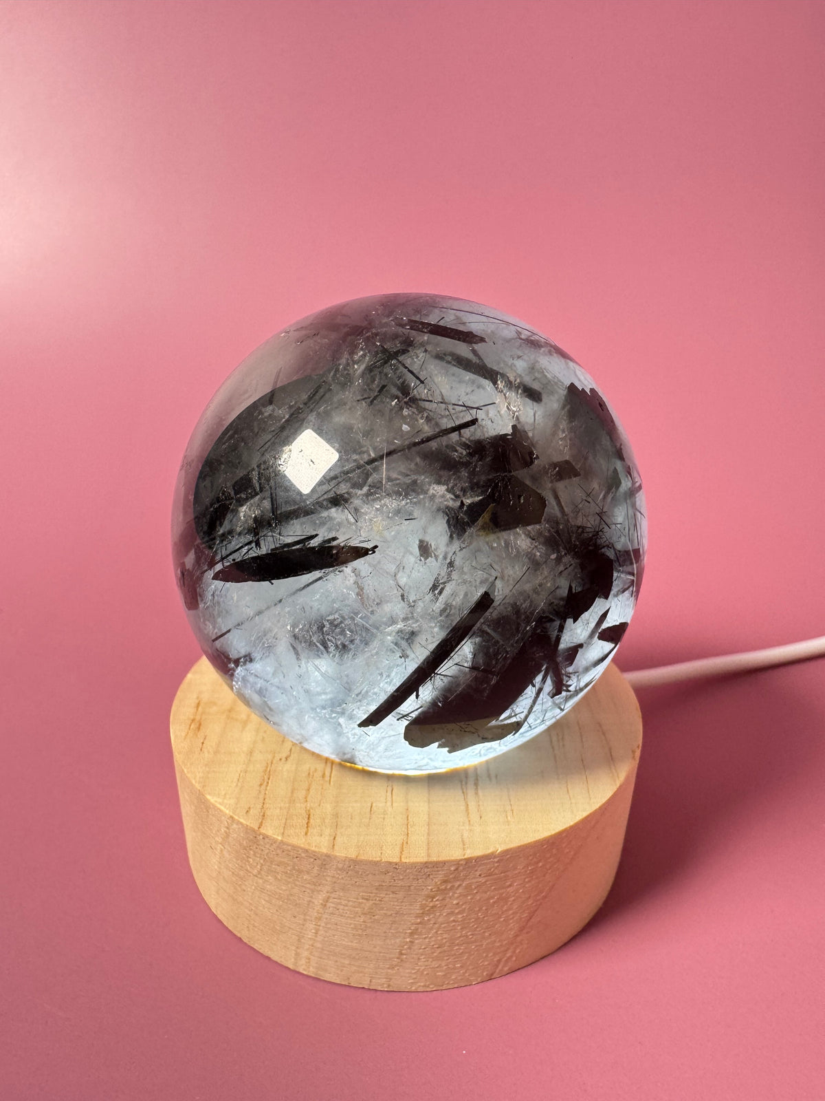 Tourmalinated Quartz Sphere - 2.14"