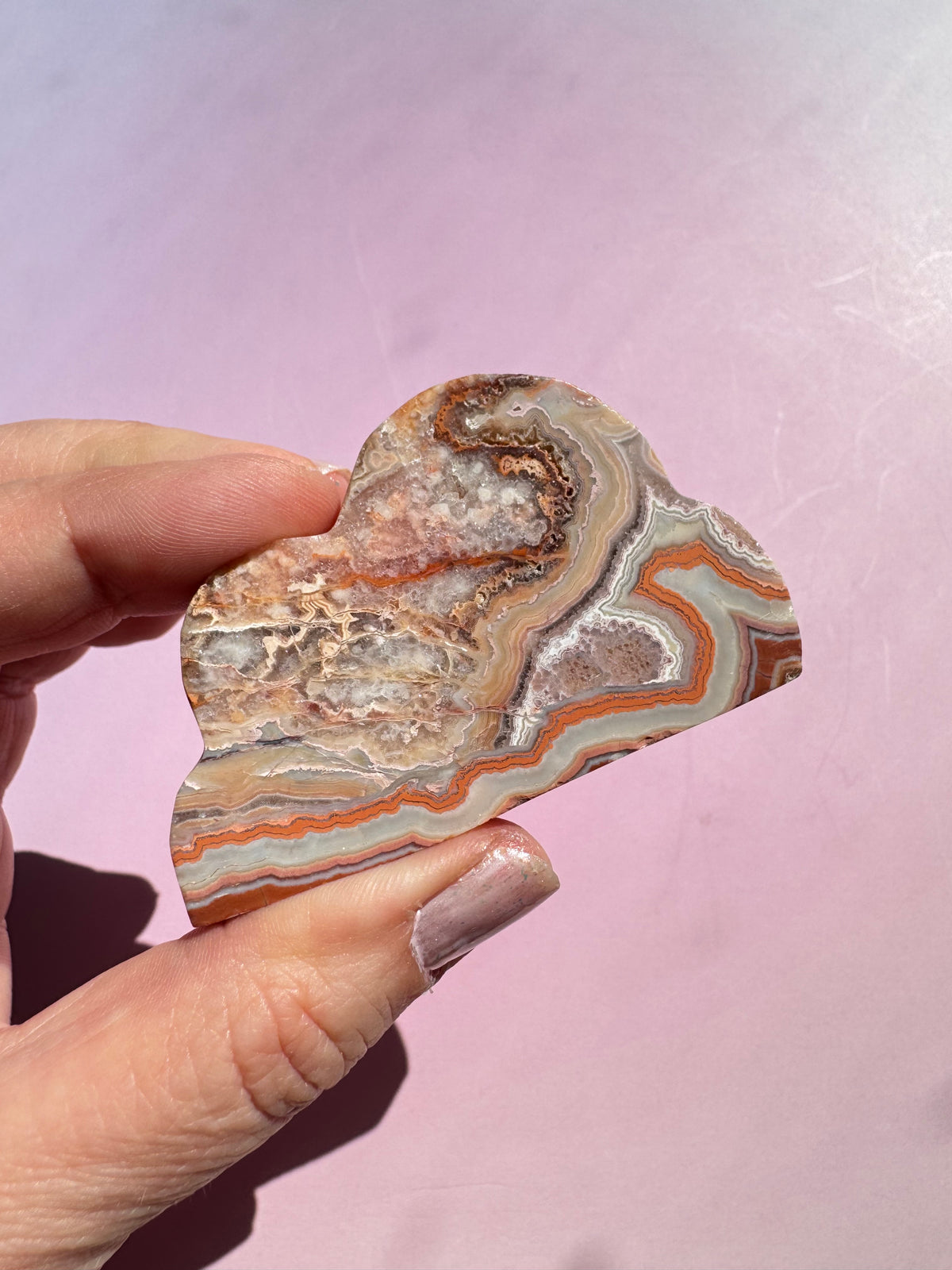 Pink Crazy Lace Agate Cloud Carving - ITEM E