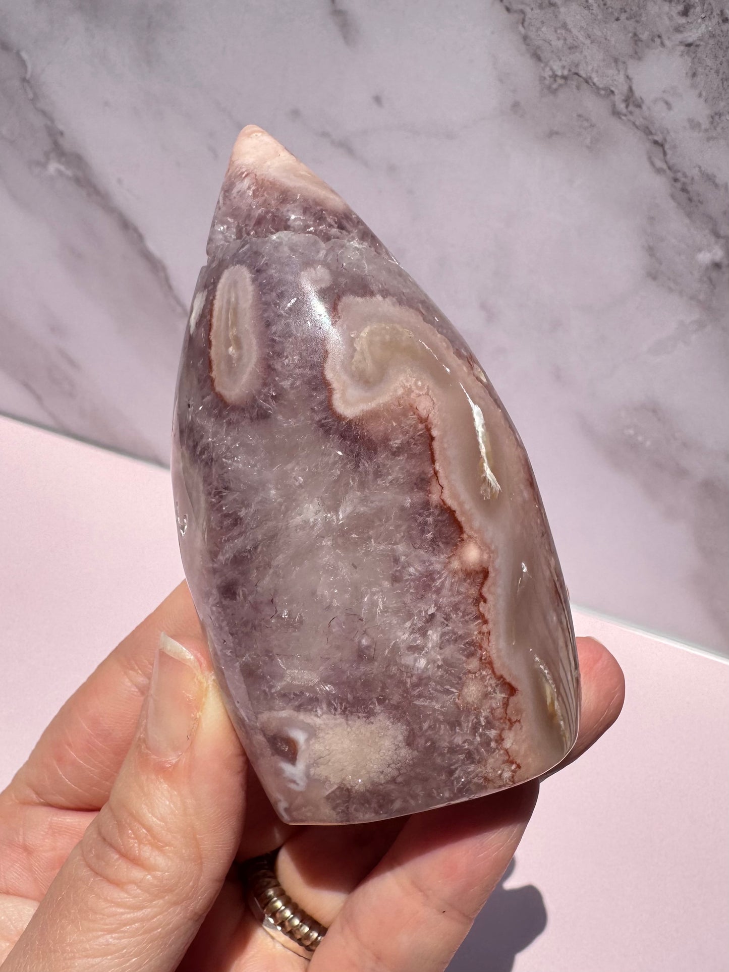 Flower Agate and Pink Amethyst Freeform - Item E