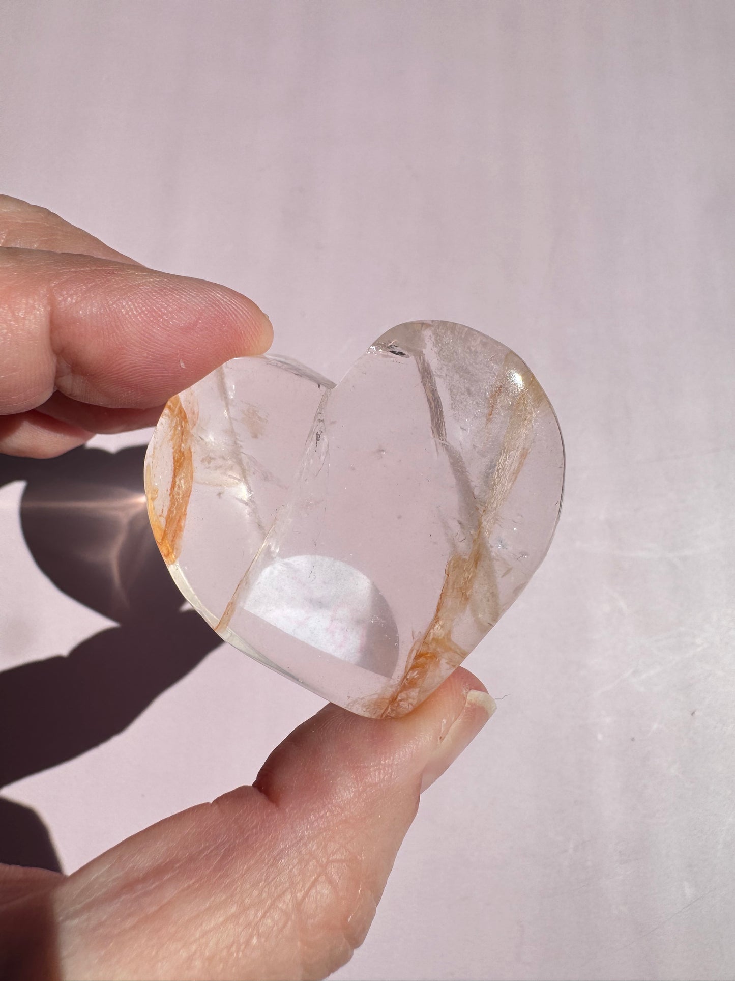 Golden Hematoid Quartz Heart Carving - Item E