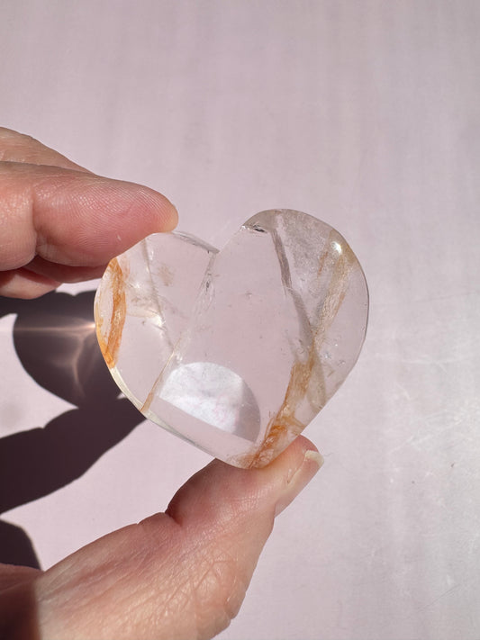 Golden Hematoid Quartz Heart Carving - Item E
