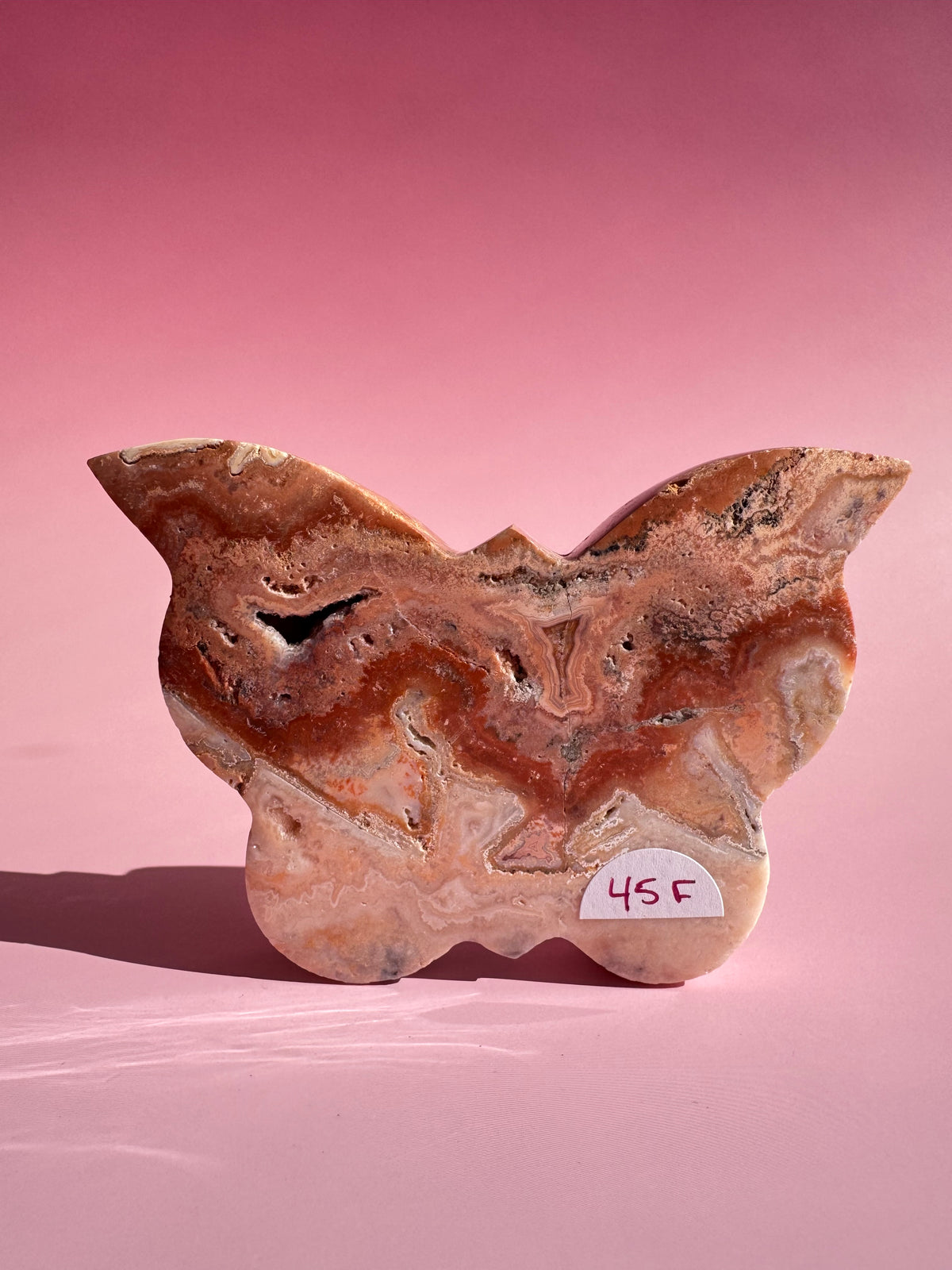 Pink Crazy Lace Agate Butterfly - ITEM F