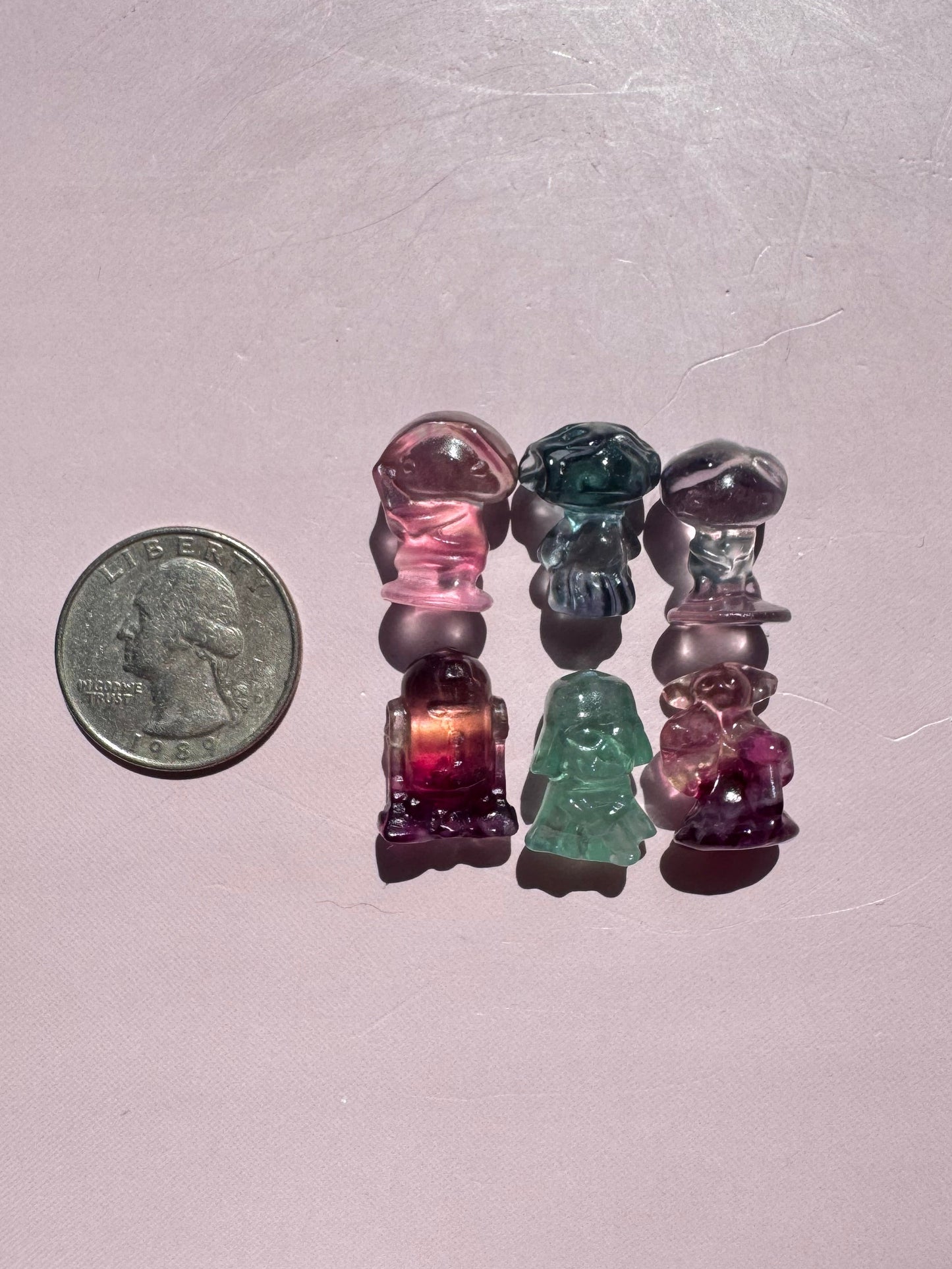 Space Family Fluorite Mini Carvings - Set D