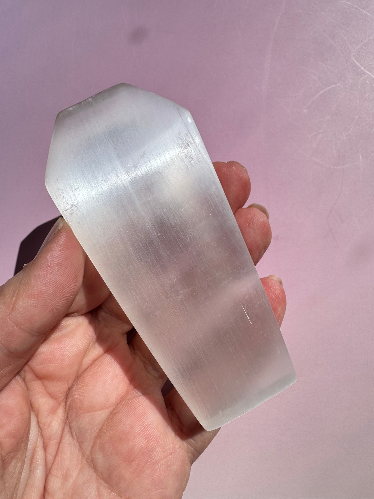 Satin Spar Coffin-Shaped Mini Dish