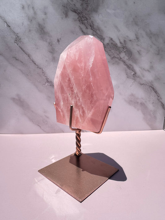 Rose Quartz Polished Freeform on Stand, from Brazil - Item C