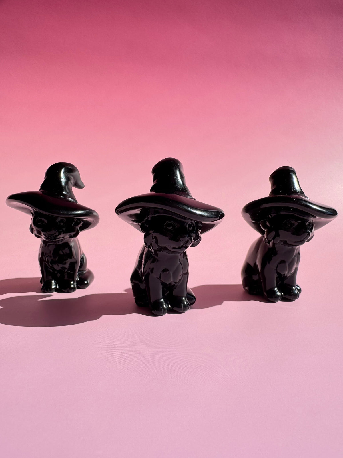 Obsidian Witch Cat Carving