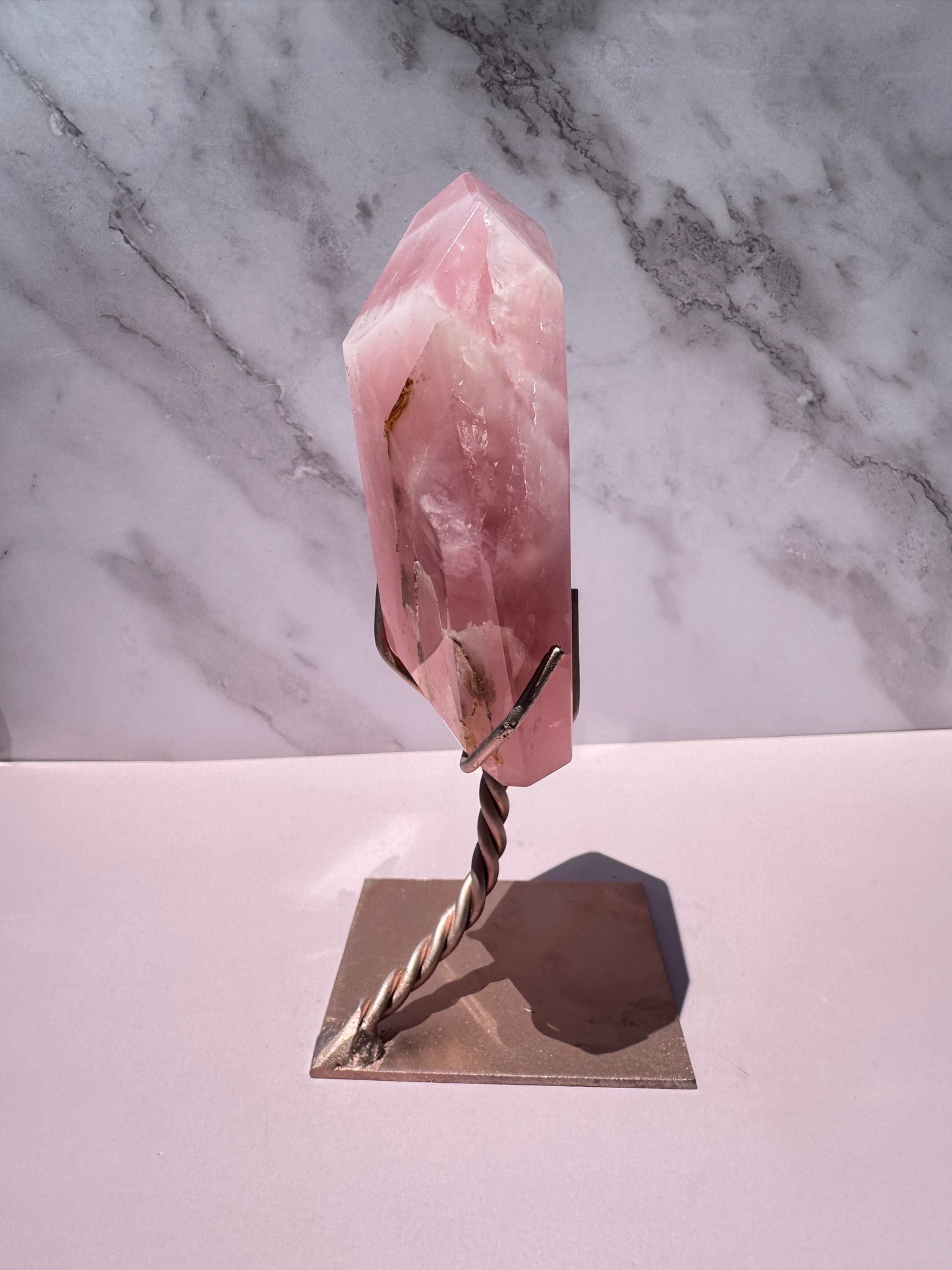 Rose Quartz Polished Freeform on Stand, from Brazil - Item C