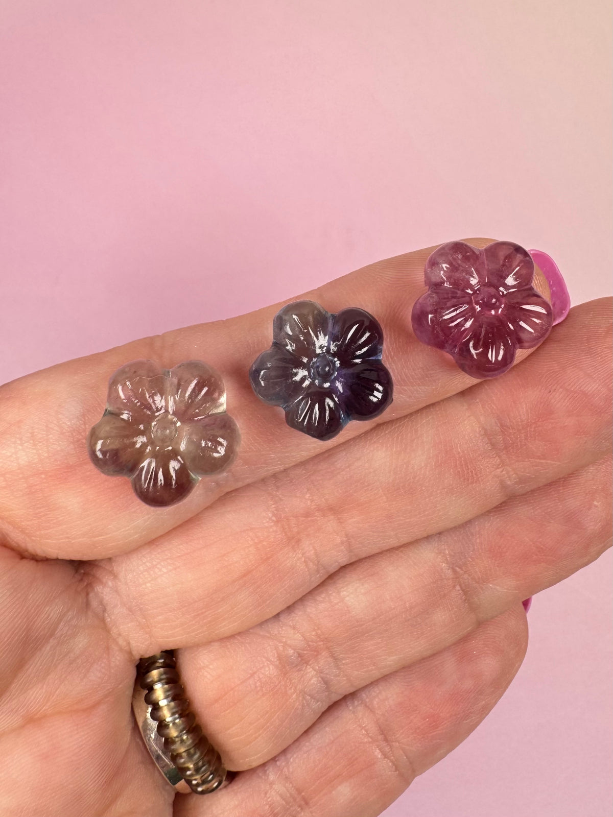 Rainbow Fluorite Mini Flower Carving